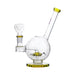 Hemper Sea Turtle Bong with yellow accents, 7" tall, 14mm joint, front view on white background