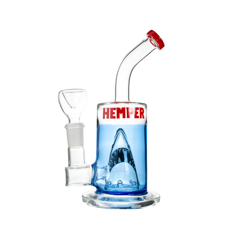 Hemper Shark Rig bong with 7" height and 14mm joint, made of borosilicate glass, front view