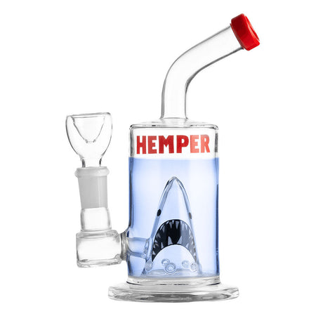 Hemper Shark Water Pipe 7" with 14mm Female Joint, Borosilicate Glass, Front View