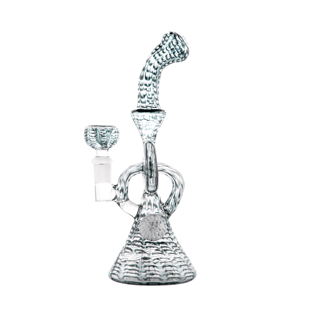 Hemper Snakeskin Bong in Black with textured design, 9" height, and 14mm joint - front view