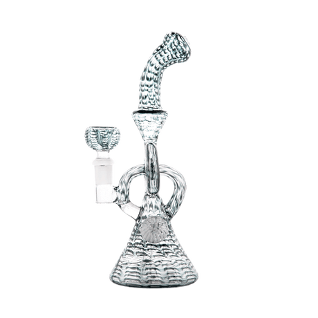 Hemper Snakeskin Bong in Black with textured design, 9" height, and 14mm joint - front view