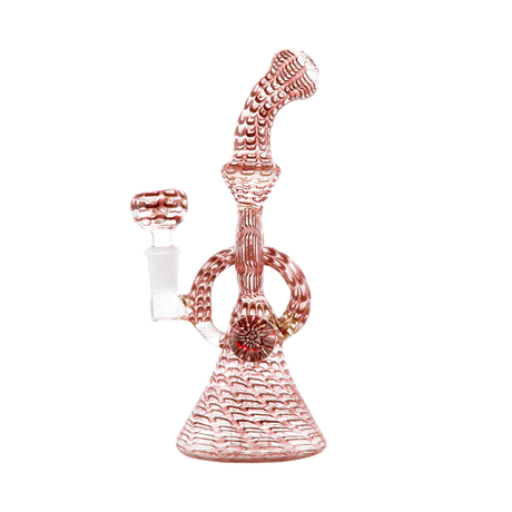 Hemper Snakeskin Bong in red and white with a deep bowl and angled neck, front view on a seamless white background