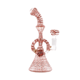 Hemper Snakeskin Bong in Red with Intricate Textured Design, Front View on Seamless White Background