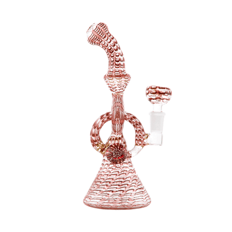 Hemper Snakeskin Bong in Red with Intricate Textured Design, Front View on Seamless White Background