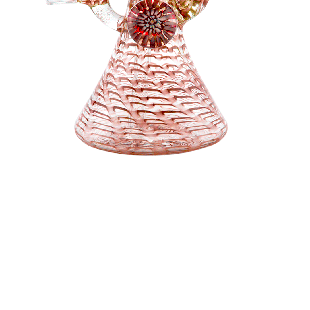 Hemper Snakeskin Bong in Red with Borosilicate Glass, Front View on Seamless White Background
