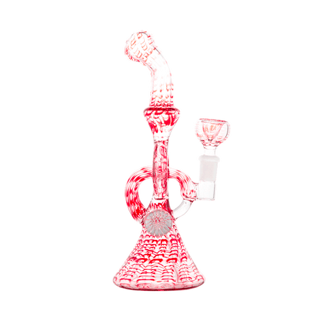 Hemper Snakeskin Bong in red and white with a 9" height and 14mm joint on a white background