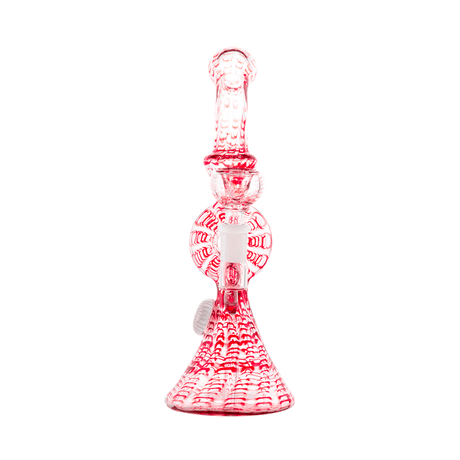 Hemper Snakeskin Bong in red and white, 9" borosilicate glass with 14mm joint, front view