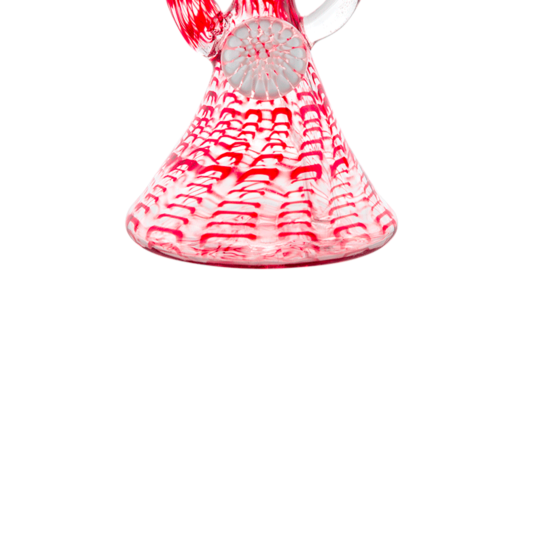 Hemper Snakeskin Bong in red with intricate design, 9" tall, 14mm joint, borosilicate glass