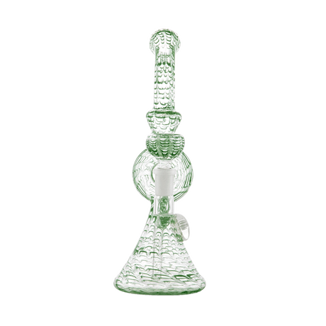 Hemper Snakeskin Bong in green with detailed texture, 9" tall, front view on seamless white background