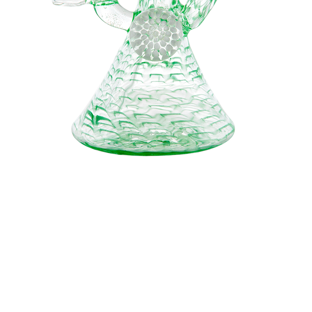 Hemper Snakeskin Bong in green with a 9" height and 14mm joint, made from borosilicate glass, front view.