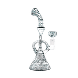 Hemper Snakeskin Bong in black and white, 9" tall, 14.5mm joint, borosilicate glass, front view