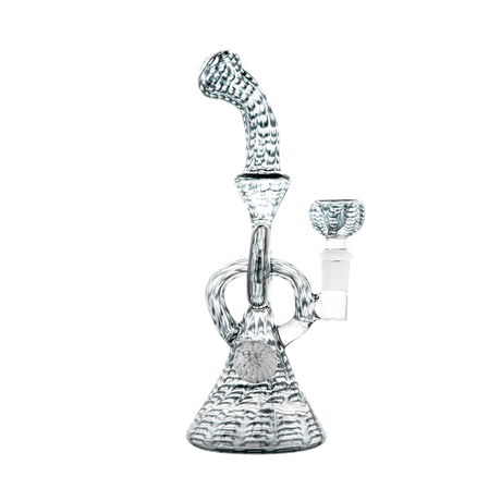 Hemper Snakeskin Bong in black and white, 9" tall, 14.5mm joint, borosilicate glass, front view