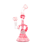Hemper Snakeskin Bong in red with a 9" height, 14mm joint, front view on a seamless white background