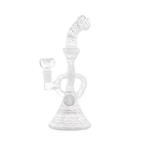 Hemper Snakeskin Bong in white with a 14-14.5mm joint and 9" height, front view on a seamless background