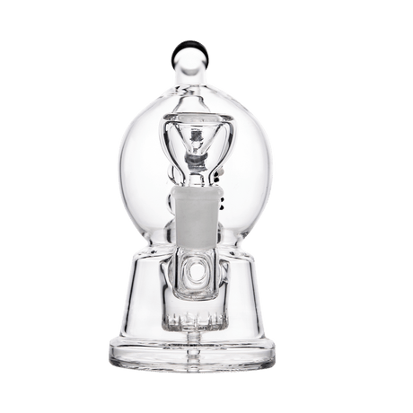 Hemper Snow Globe Bong with Showerhead Percolator, 7" Height, Clear Glass, Front View