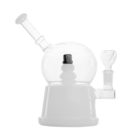 Hemper Snow Globe XL Bong in Green and White, 8" Borosilicate Glass with 14mm Joint - Front View