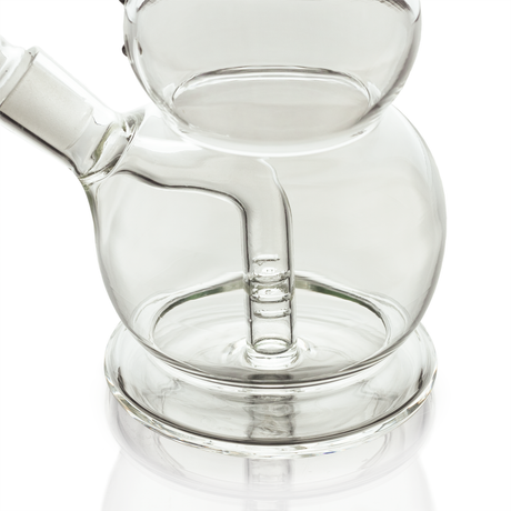 Hemper Snowman Bong close-up, 18" height, 45-degree joint angle, clear glass, seamless white background