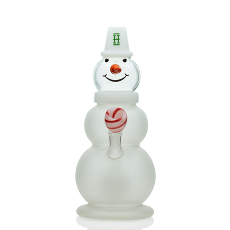 Hemper Snowman XL Bong front view with festive design and 45 degree joint angle