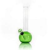 Hemper Sphere Base Bong in vibrant green with clear straight neck, front view on white background