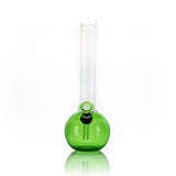 Hemper Sphere Base Bong in Green, 8" Tall Borosilicate Glass, Front View on White Background