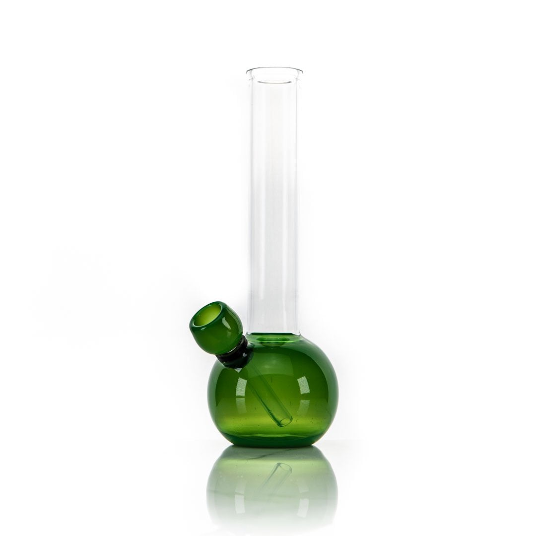 Hemper Sphere Base Bong in Teal, Borosilicate Glass, Front View on White Background