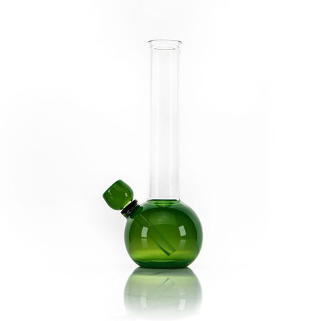 Hemper Sphere Base Bong in Green with Clear Straight Neck - Front View on White Background