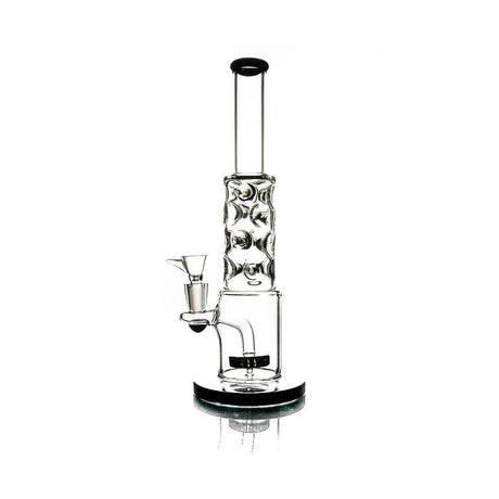 Hemper Straight Neck Bubble Bong 12" in Black, Front View, High-Quality Borosilicate Glass