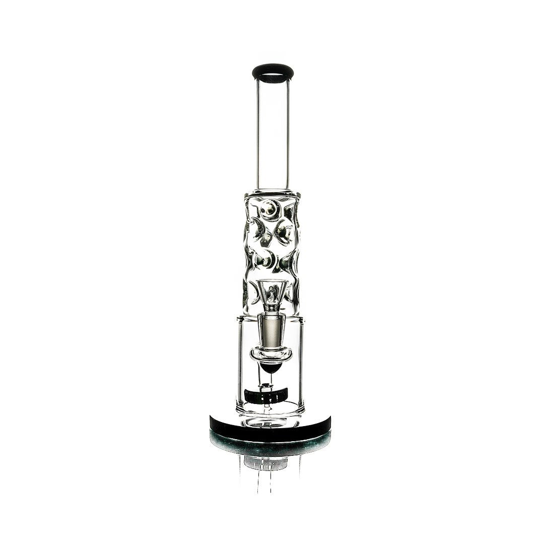 Hemper 12" Straight Neck Bubble Bong in Black, Front View, Borosilicate Glass with 14mm Joint