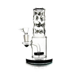 Hemper Straight Neck Bubble Bong 12" in Black, Front View, 14mm Female Joint on Seamless White Background