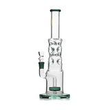 Hemper Straight Neck Bubble Bong 12" with Black Accents, Borosilicate Glass, Front View