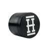 Hemper Travel Aluminum Grinder in Black, 4 Piece Small, Angled Side View, Portable and Durable