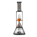 Hemper Volcano Water Pipe, Borosilicate Glass, Clear with Logo, Front View