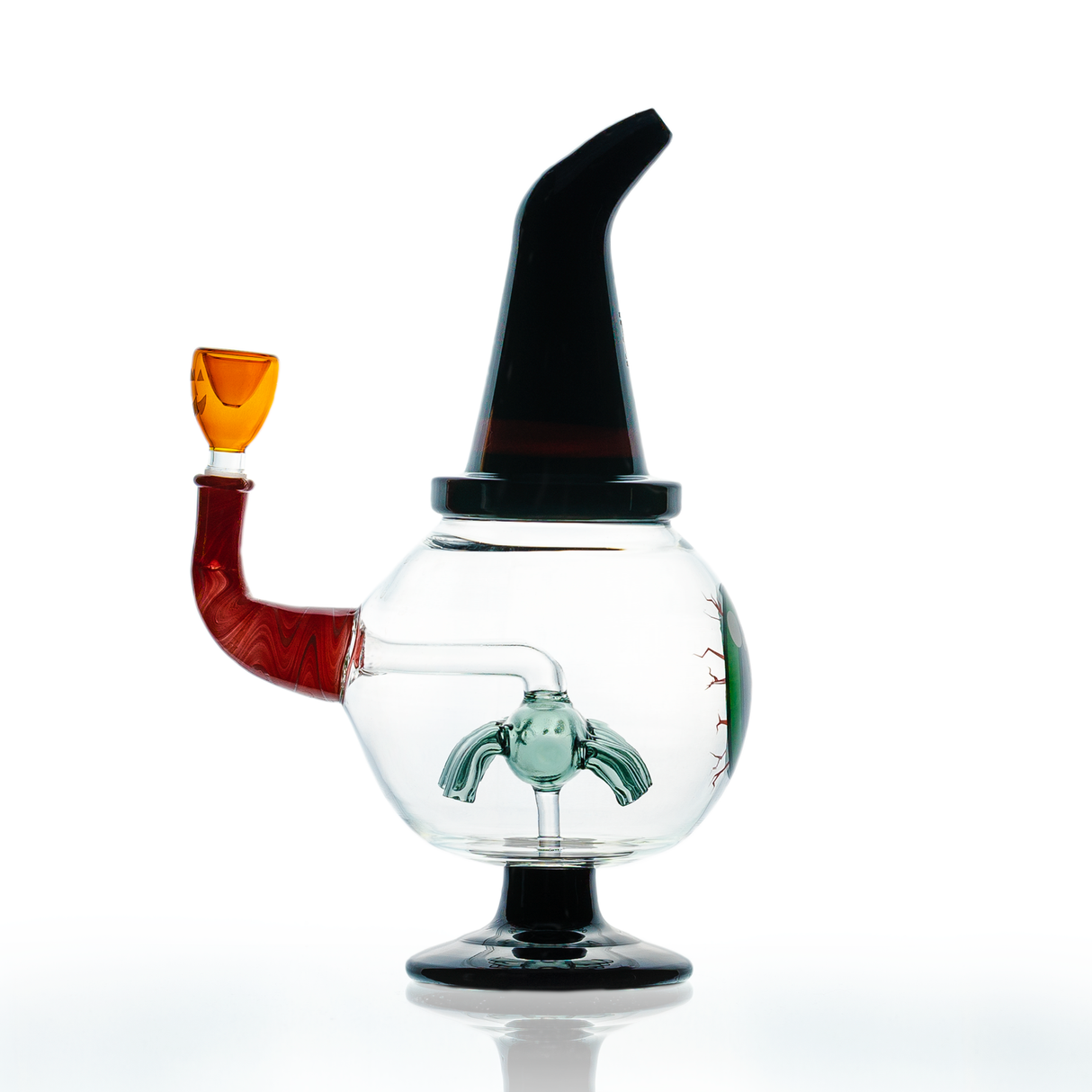 Hemper Wicked Witch XL Bong in orange, 10" tall, front view on white background
