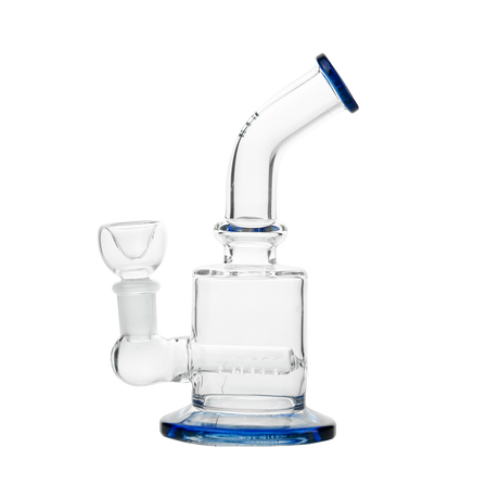 Hemper x CustomGrow420 Inline Perc Rig in Blue, Front View, 6" Borosilicate Glass with Bubble Design