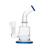 Hemper x CustomGrow420 Inline Perc Rig in Blue, Front View, 6" Borosilicate Glass with Bubble Design