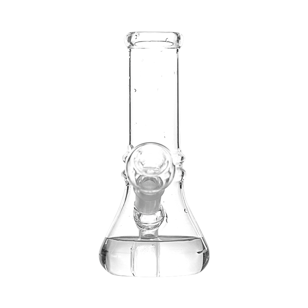 Hemper x Cypress Hill clear borosilicate glass beaker bong, 6" height, 14mm female joint, front view