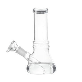 Hemper x Cypress Hill clear borosilicate glass beaker bong, 6" height, 14mm female joint, side view