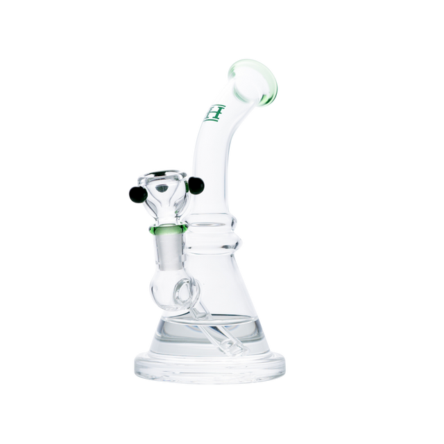 Hemper x Lil Debbie Rig in Green - 7" Glass Bong with 14mm Joint - Side View