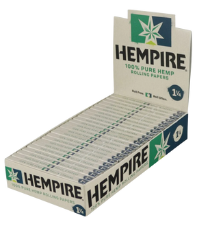 Hempire Hemp Rolling Papers 1 1/4" size 24-pack displayed in an angled front view