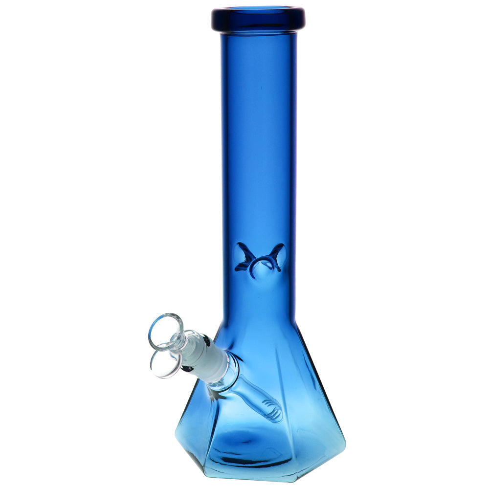 Hextasy Hexagonal Beaker Water Pipe for Dry Herbs, 12" Borosilicate Glass, Front View