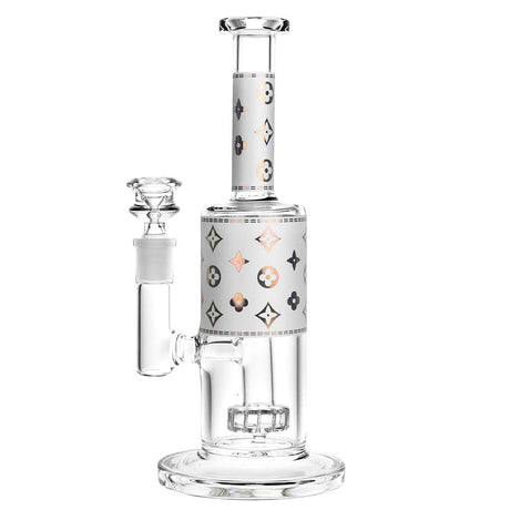 9.5" High Fashion Borosilicate Glass Water Pipe with 90 Degree Joint for Dry Herbs, Front View