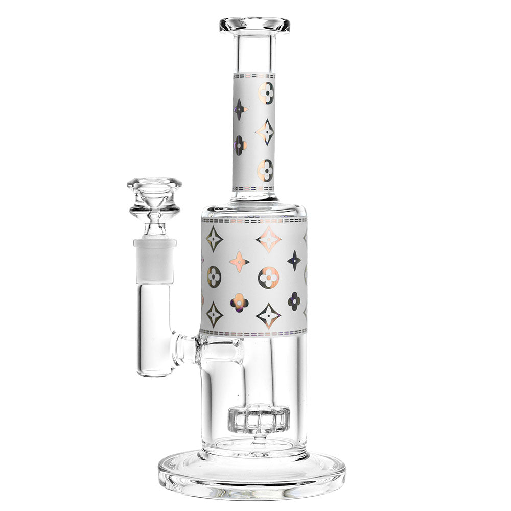 9.5" High Fashion Borosilicate Glass Water Pipe with 90 Degree Joint for Dry Herbs, Front View