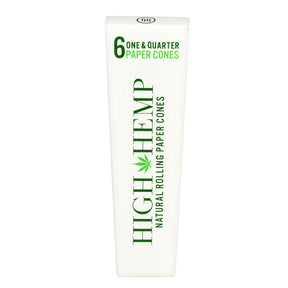 High Hemp Organic Hemp Rolling Paper Cones 6-Pack Front View on White Background
