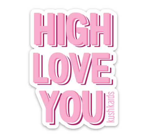 KKARDS High Love You Sticker in bold pink letters on a seamless white background