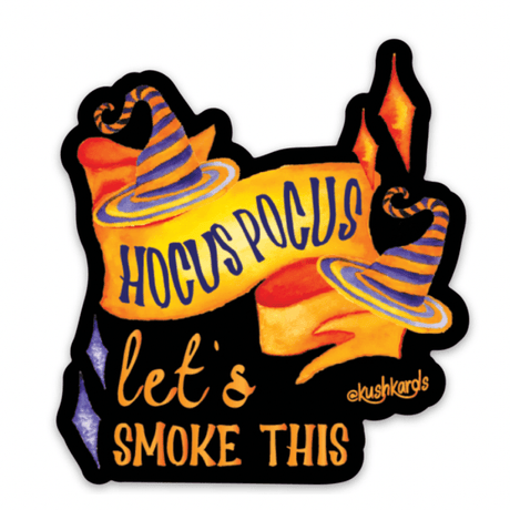 KKARDS Hocus Pocus Halloween Sticker with vibrant witch hat design on white background