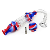 PILOT DIARY Silicone Glass Dab Straw Full Kit with Red and Blue Swirl Design
