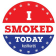 I Smoked Today sticker with red and blue design by KKARDS, ideal for personalizing items