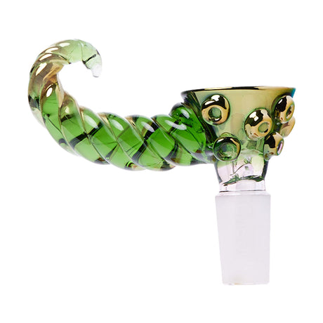 Cheech Glass Fumed Bowl with Handle in Green Variant, Side View, for Easy Handling and Use