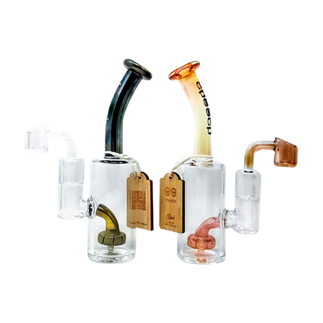 Cheech Glass 7" Fumed Dab Rigs with Banger, showcasing front and angled views with color accents