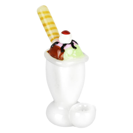 Borosilicate Glass Ice Cream Dessert Hand Pipe with Colorful Detailing - Front View